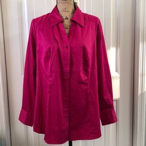 Lane Bryant Pink Cotton Button Up Top Size 20 NWT